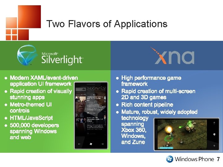 Two Flavors of Applications 7 