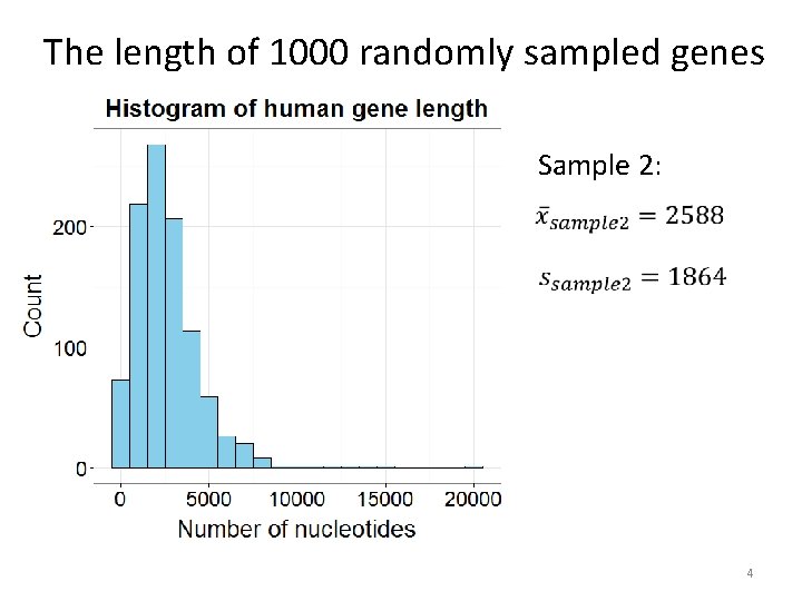 The length of 1000 randomly sampled genes Sample 2: 4 