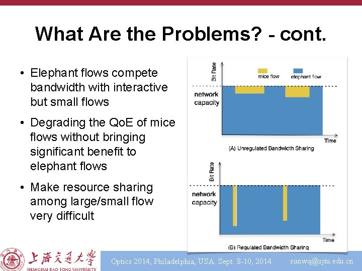 What Are the Problems? - cont. • Elephant flows compete bandwidth with interactive but