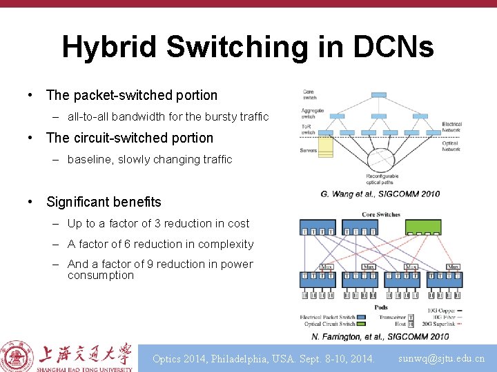 Hybrid Switching in DCNs • The packet-switched portion – all-to-all bandwidth for the bursty