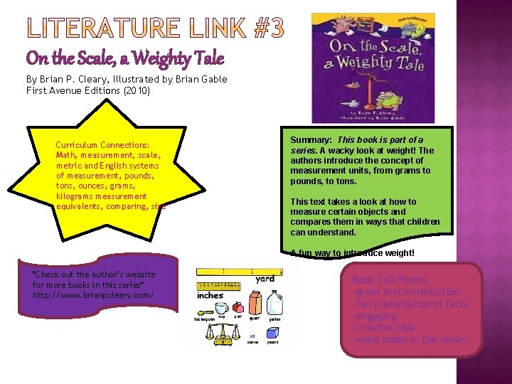 On the Scale, a Weighty Tale By Brian P. Cleary, Illustrated by Brian Gable