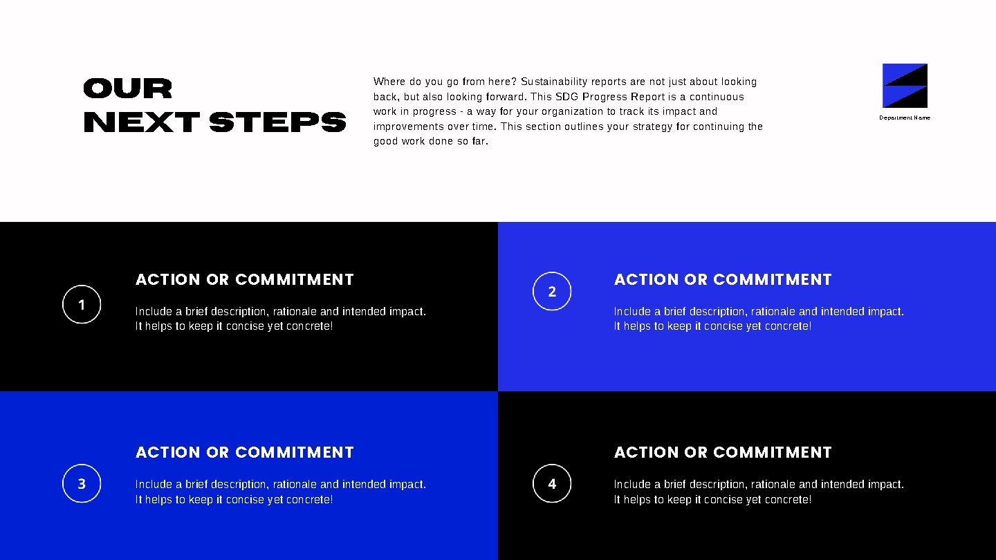 Our Next Steps Where do you go from here? Sustainability reports are not just