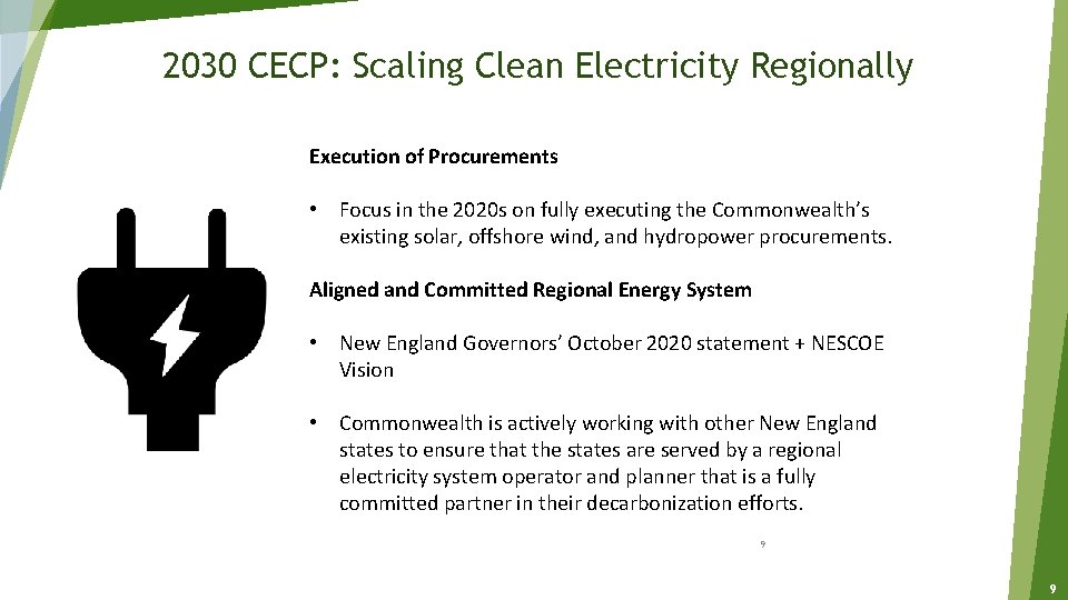 2030 CECP: Scaling Clean Electricity Regionally Execution of Procurements • Focus in the 2020