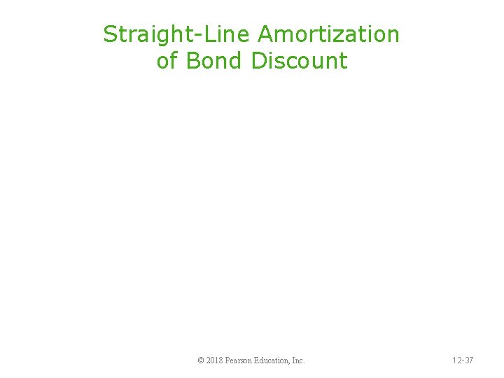 Straight-Line Amortization of Bond Discount © 2018 Pearson Education, Inc. 12 -37 