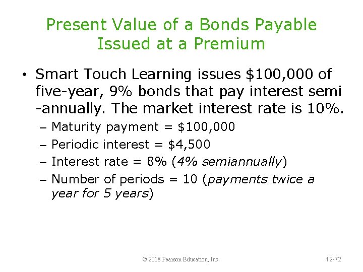 Present Value of a Bonds Payable Issued at a Premium • Smart Touch Learning