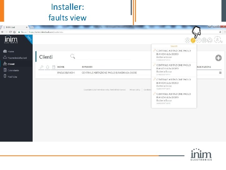 Installer: faults view 