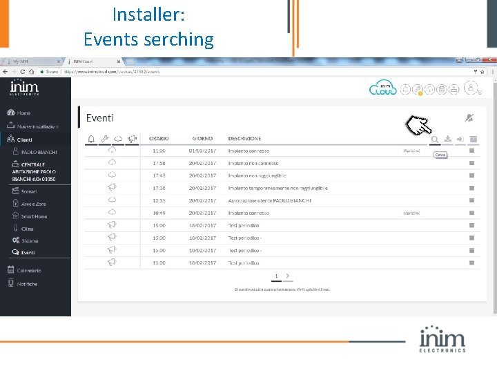 Installer: Events serching 