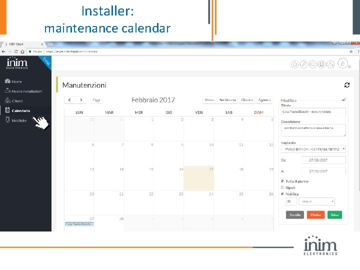 Installer: maintenance calendar 