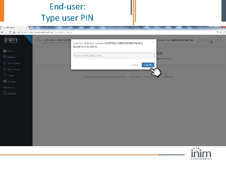 End-user: Type user PIN 