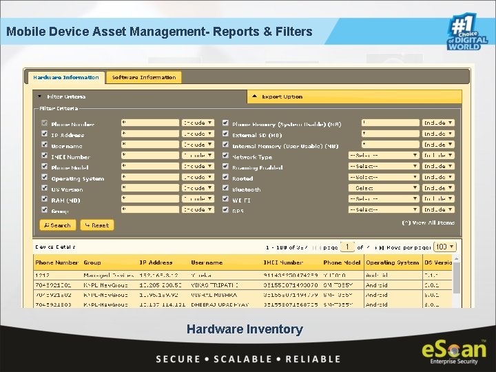 Mobile Device Asset Management- Reports & Filters Hardware Inventory 