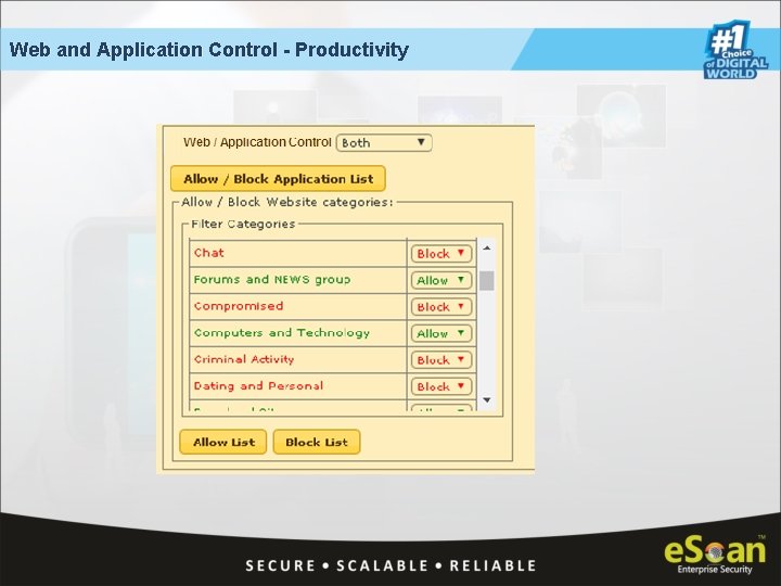 Web and Application Control - Productivity 
