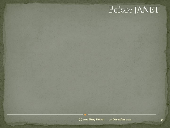 Before JANET (c) 2013 Terry Hewitt 23 December 2021 15 