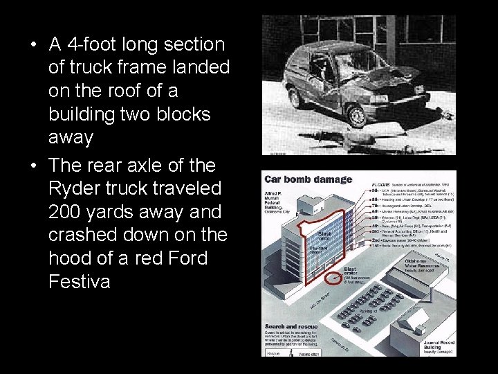  • A 4 -foot long section of truck frame landed on the roof