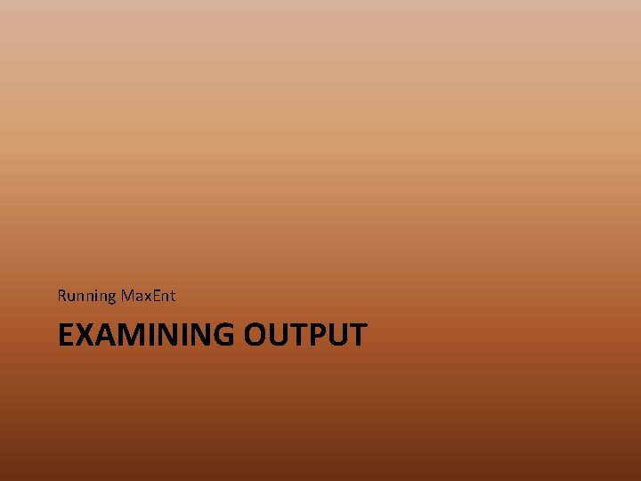 Running Max. Ent EXAMINING OUTPUT 