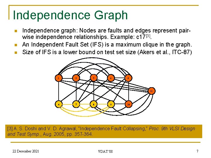 Independence Graph n n n Independence graph: Nodes are faults and edges represent pairwise