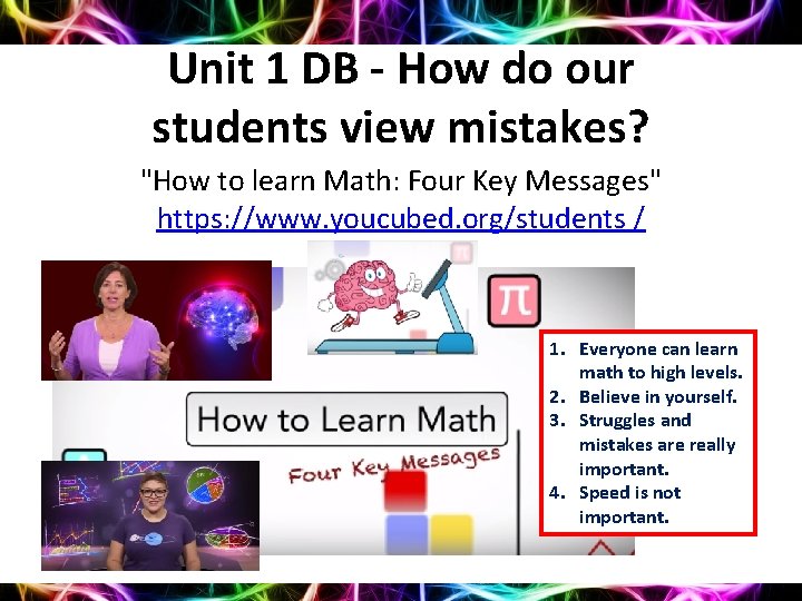 Unit 1 DB - How do our students view mistakes? "How to learn Math: