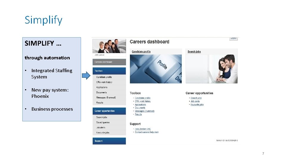 Simplify SIMPLIFY … through automation • Integrated Staffing System • New pay system: Phoenix Simplify SIMPLIFY … through automation • Integrated Staffing System • New pay system: Phoenix
