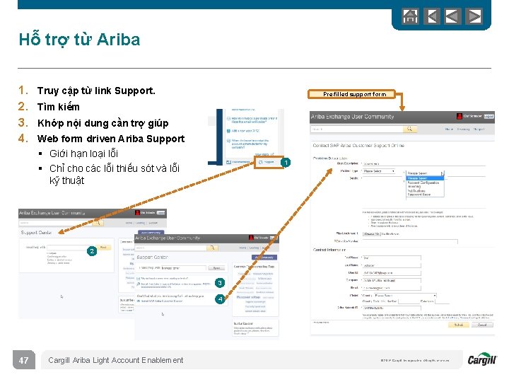 Hỗ trợ từ Ariba 1. 2. 3. 4. Truy cập từ link Support. Pre-filled