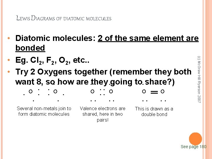 LEWIS DIAGRAMS OF DIATOMIC MOLECULES • • O • • • • O •