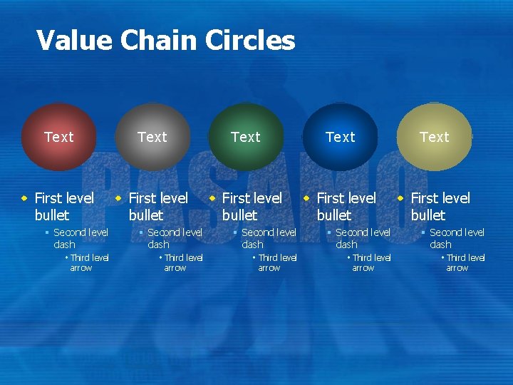 Value Chain Circles Text Text w First level bullet w First level bullet § Value Chain Circles Text Text w First level bullet w First level bullet §