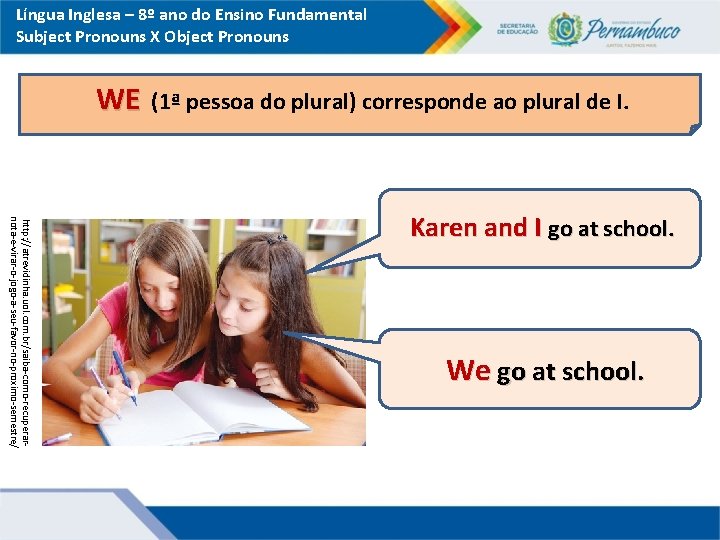 Língua Inglesa – 8º ano do Ensino Fundamental Subject Pronouns X Object Pronouns WE