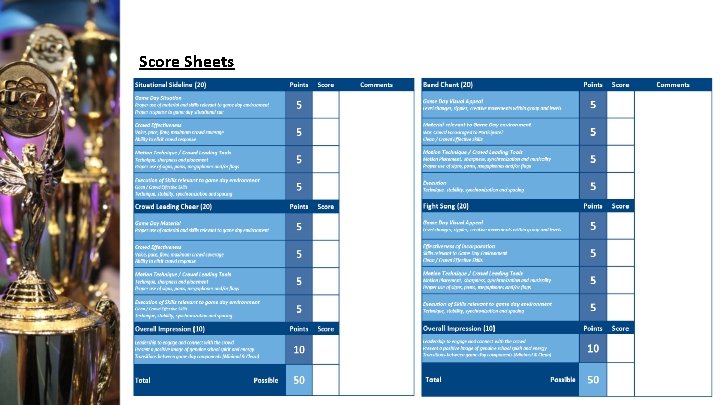 Score Sheets Score Sheets