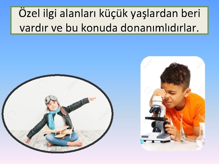 Özel ilgi alanları küçük yaşlardan beri vardır ve bu konuda donanımlıdırlar. 