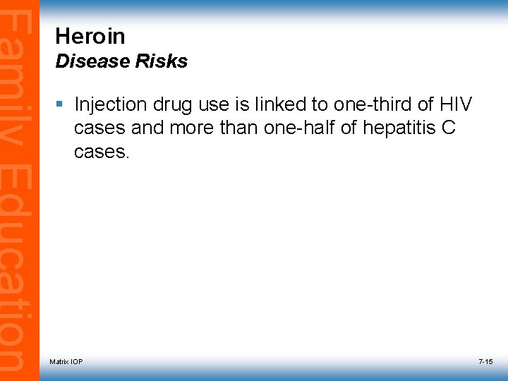 Heroin Disease Risks § Injection drug use is linked to one-third of HIV cases