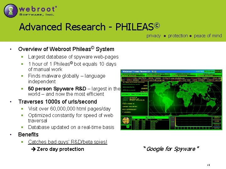 Advanced Research - PHILEAS© privacy ● protection ● peace of mind • Overview of