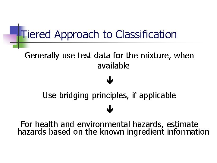 Tiered Approach to Classification Generally use test data for the mixture, when available Use
