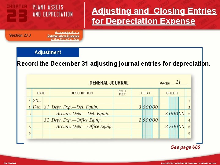 Adjusting and Closing Entries for Depreciation Expense Section 23. 3 Accounting for a Depreciation