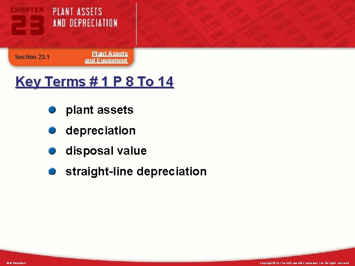 Section 23. 1 Plant Assets and Equipment Key Terms # 1 P 8 To