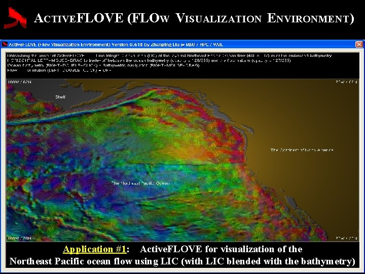 ACTIVEFLOVE (FLOW VISUALIZATION ENVIRONMENT) Application #1: Active. FLOVE for visualization of the Northeast Pacific