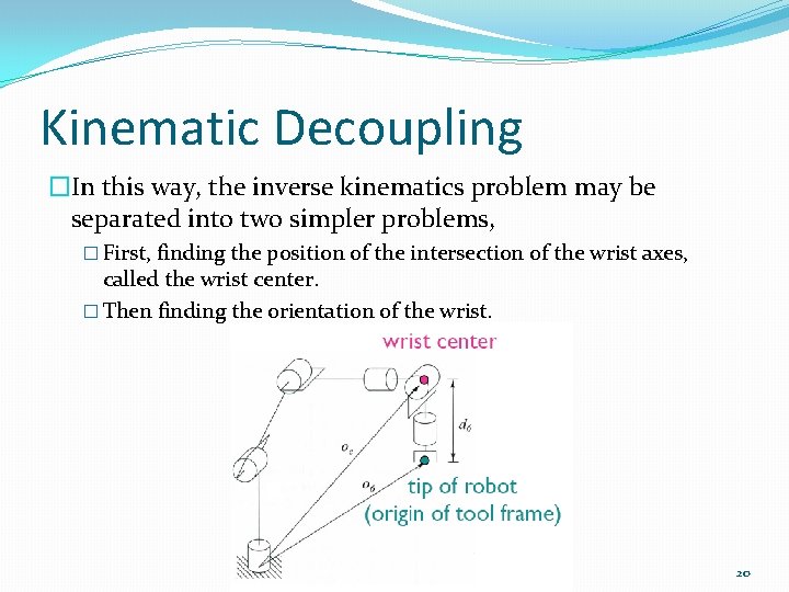Kinematic Decoupling �In this way, the inverse kinematics problem may be separated into two