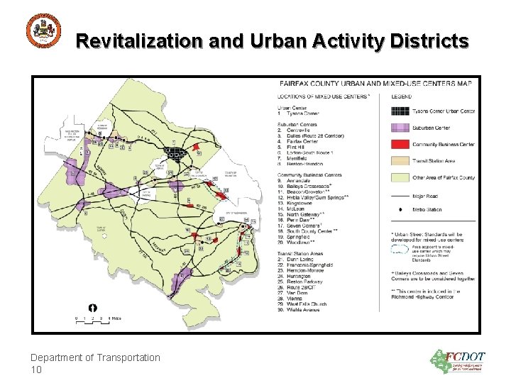 County of Fairfax, Virginia Revitalization and Urban Activity Districts Department of Transportation 10 