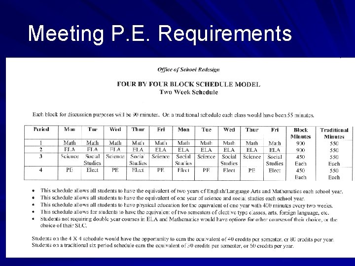 Meeting P. E. Requirements 