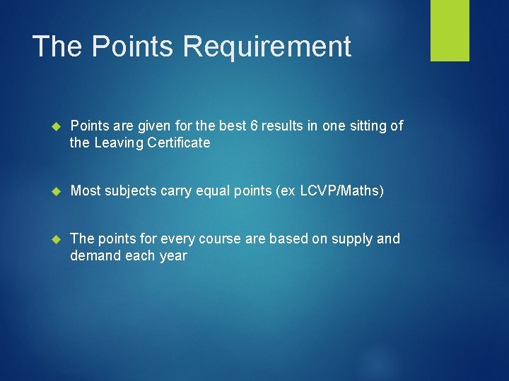 The Points Requirement Points are given for the best 6 results in one sitting