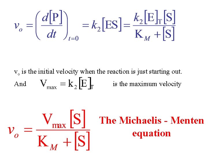 vo is the initial velocity when the reaction is just starting out. And is
