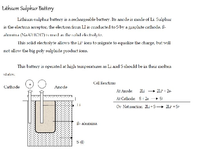 Lithium Sulphur Battery 