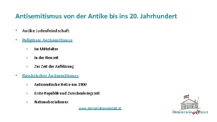 Antisemitismus von der Antike bis ins 20. Jahrhundert • Antike Judenfeindschaft • Religiöser Antisemitismus