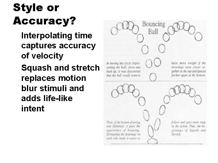 Style or Accuracy? Interpolating time captures accuracy of velocity Squash and stretch replaces motion