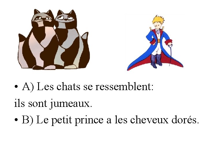  • A) Les chats se ressemblent: ils sont jumeaux. • B) Le petit