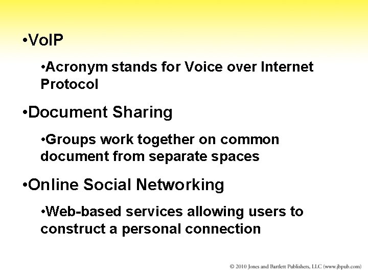  • Vo. IP • Acronym stands for Voice over Internet Protocol • Document
