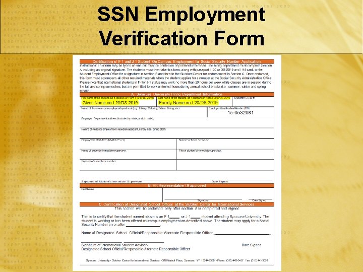 SSN Employment Verification Form 