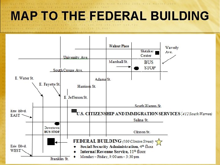 MAP TO THE FEDERAL BUILDING 