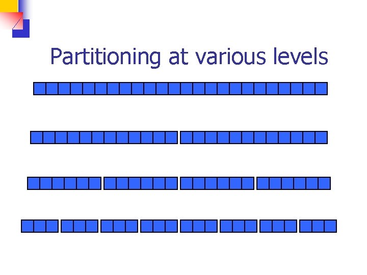 Partitioning at various levels 