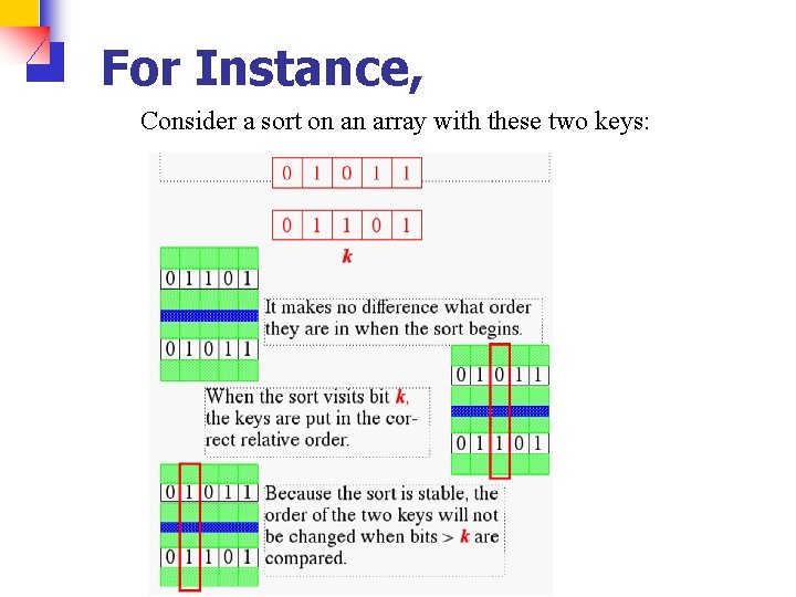 For Instance, Consider a sort on an array with these two keys: 