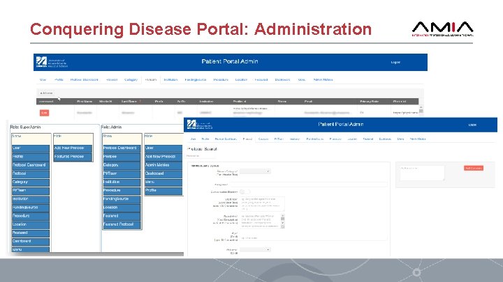 Conquering Disease Portal: Administration 