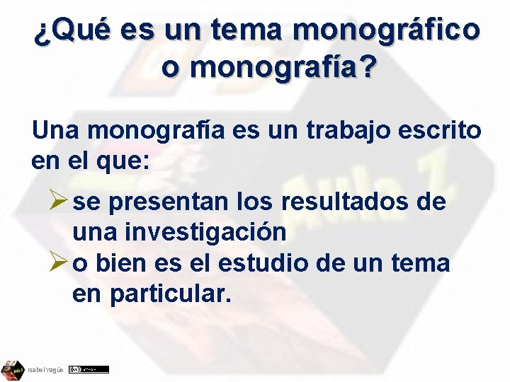 ¿Qué es un tema monográfico o monografía? Una monografía es un trabajo escrito en