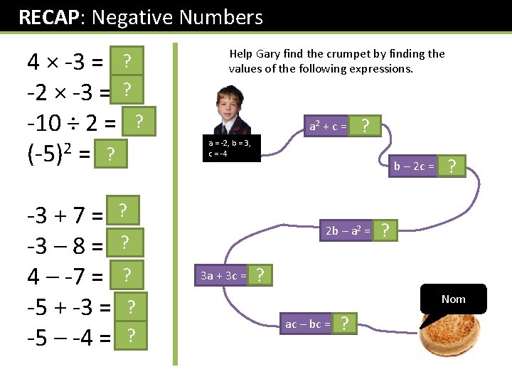 RECAP: Negative Numbers ? 4 × -3 = -12 -2 × -3 = 6?
